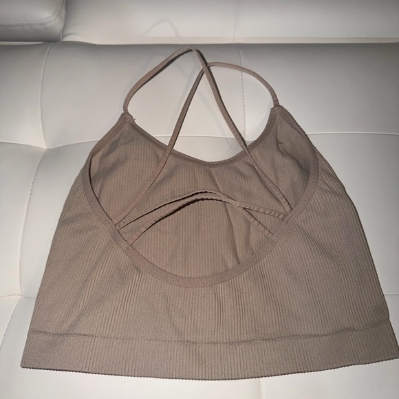 Colsie Cream Ribbed Crop Top - Picture 2 of 3